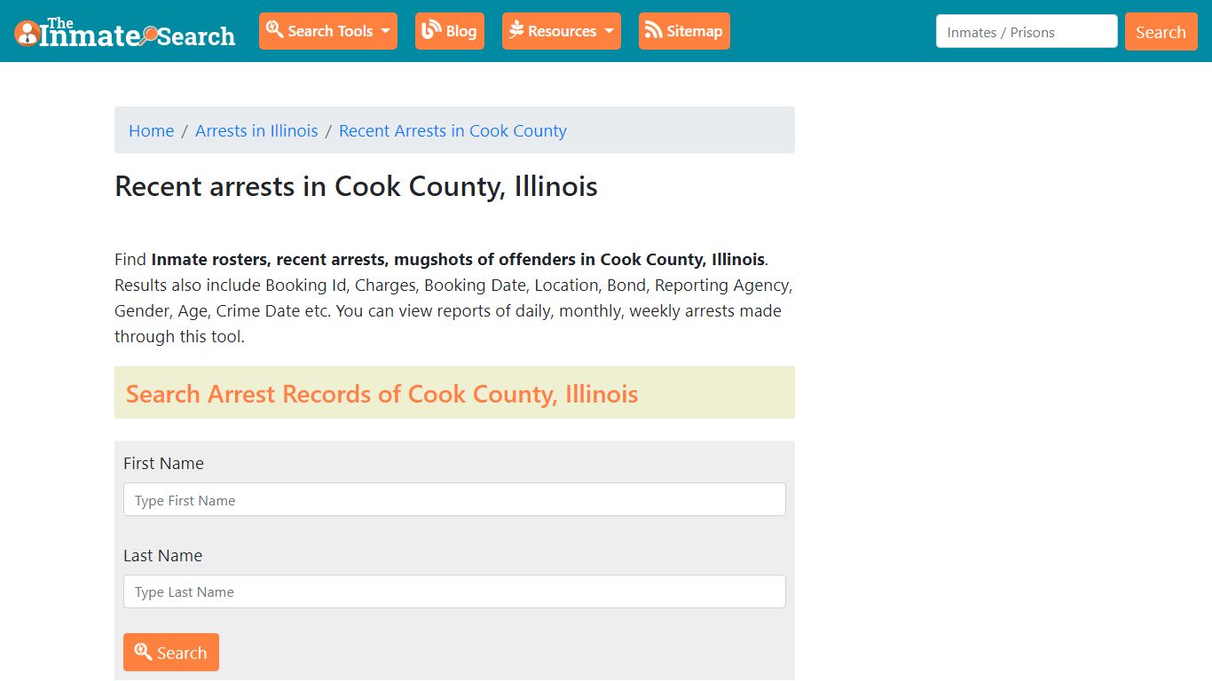 Recent arrests in Cook County, Illinois - theinmatesearch.net